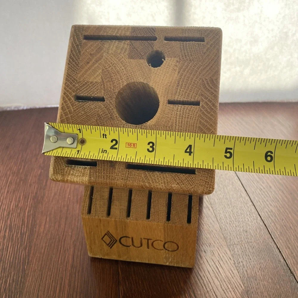 CUTCO 14 Slot Knife Set Block 6 Steak Slots 2 Round-6 Slot TopHoney Oak Wood USA